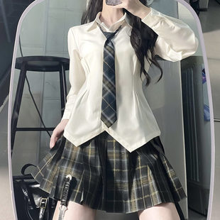 Spot wholesale original waist JK uniform set hot girl pure desire wind long sleeve shirt Women's slim white shirt