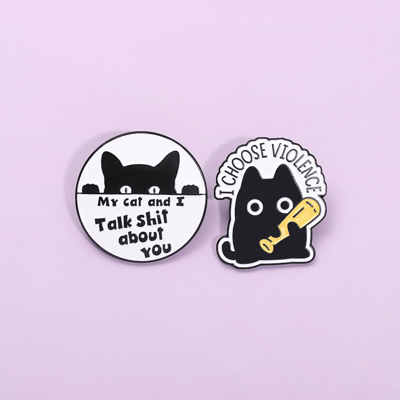 Alloy, Metal Material Cute Pin Cartoon Letter Cat Alloy Metal Plating Unisex Brooches