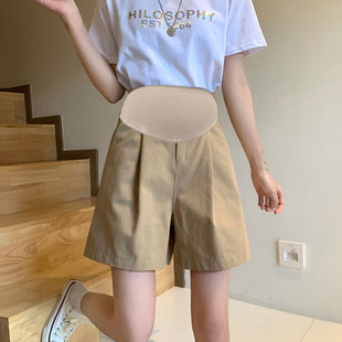 Pregnant Women 2024 Summer New Cotton and Linen Outer Wear Shorts Wide Leg Pants Loose Slimming A- line Tooling Shorts