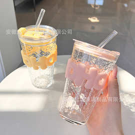 玻璃杯夏日碎冰杯韩版ins创意网红杯少女心吸管带盖喝水杯