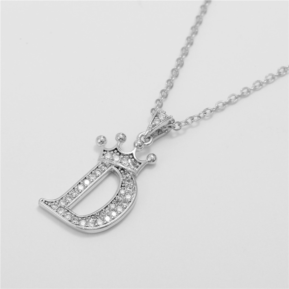 Fashion Micro-inlaid Zircon Crown English Letter Necklace Platinum Necklace Wholesale Nihaojewelry display picture 30