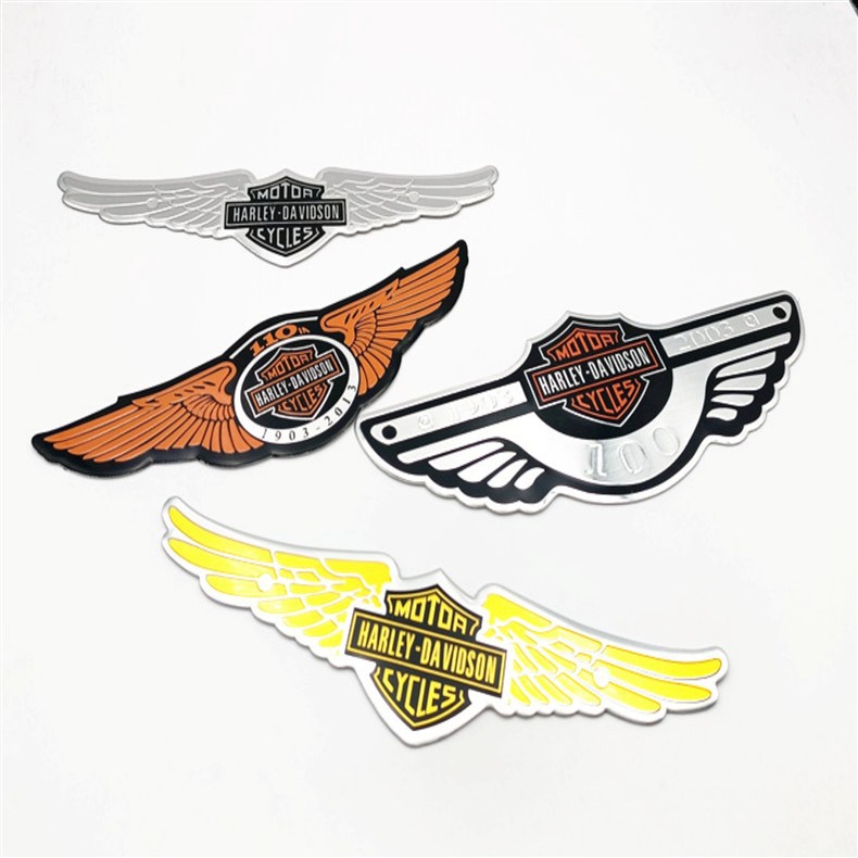 Harley motorcycle metal modification emblem, personalized wing stickers, anniversary commemorative decals, electric vehicle body decoration stickers