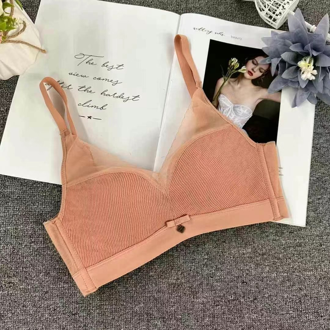759 # Sujetador de encaje de copa de espesor medio, taza de sensación de nube de alta gama, ropa interior ajustable sin anillo de acero