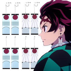 鬼滅の刃のイヤリングのかまどの門の炭の治郎の同じタイプの太陽の耳のクリップの耳のフックの蝶はアクリルの両面の耳飾りを我慢します。
