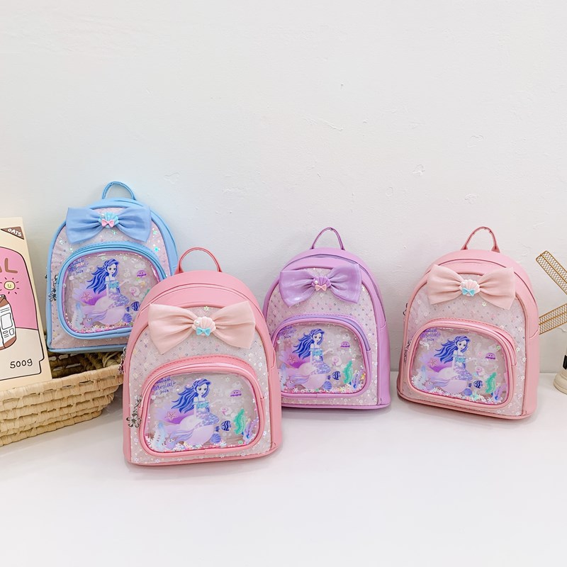 Jardín de infantes bebé mochila adorable arco transparente arena movida mochila de niñas nueva mochila de niños con sequillas