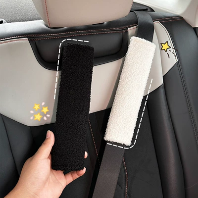 Car Seat Belt Shoulder Cover, High-End Simple Cashmere Car Anti-Strangle Soft Car Seat Belt Protective Cover