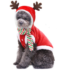 Autumn/Winter Flannel Warm Festive Outwear for Exotic Pet Dogs and Cats, Reindeer Christmas New Year Seasonal Outfit