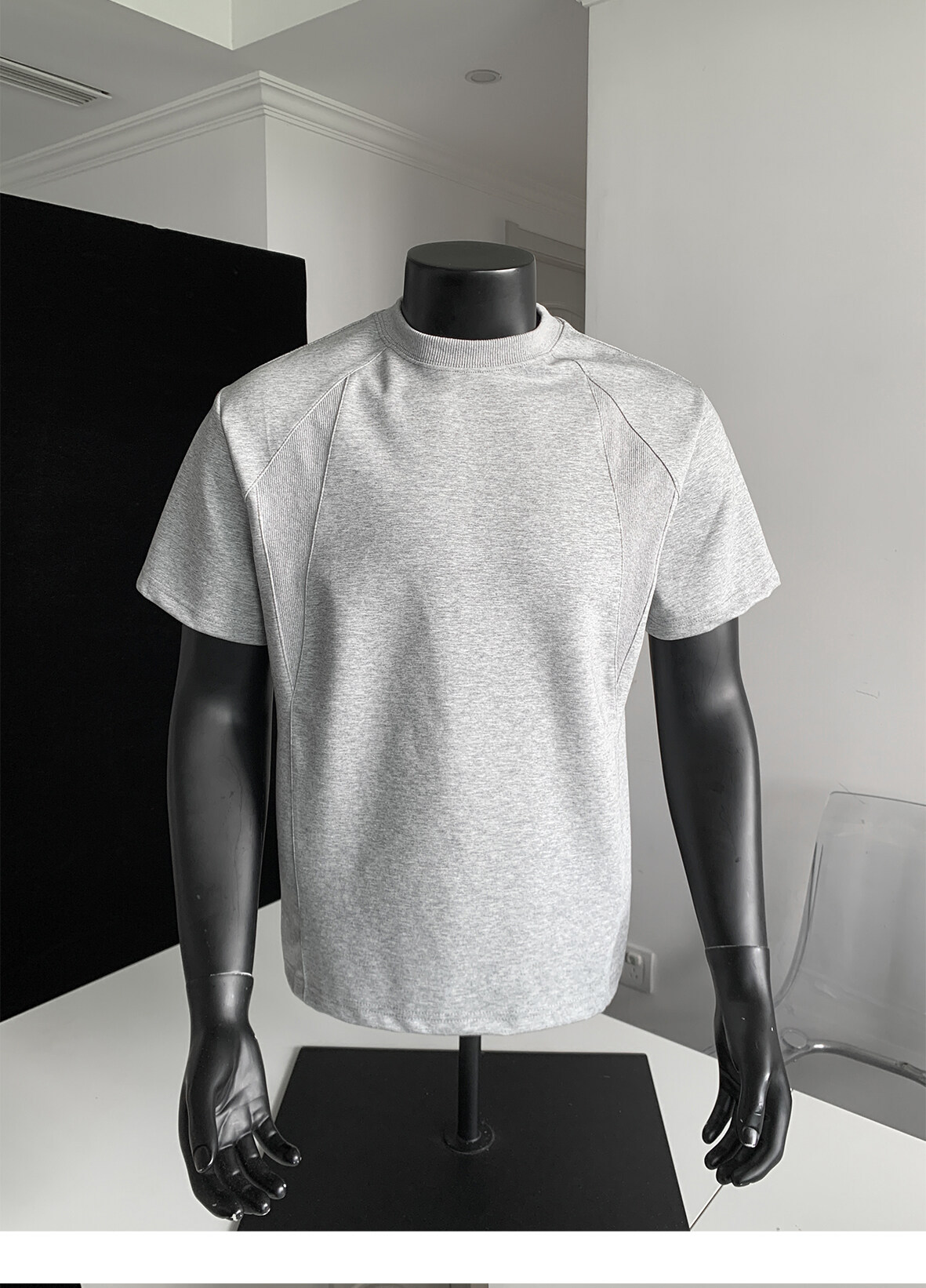 Herren-T-Shirt mit kurzen Ärmeln, schwerer Rundhalsausschnitt, entspannte Passform, atmungsaktive Polyester-Baumwollmischung, lässiges Sommer-T-Shirt für den Alltag (Grau/)_voghion.com