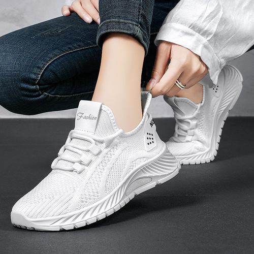 Women's Summer Bestselling Cross-border Plus Size Women's Shoes Soft Insole Non-tiring Flyknit Shoes Casual Sports Shoes Running Shoes