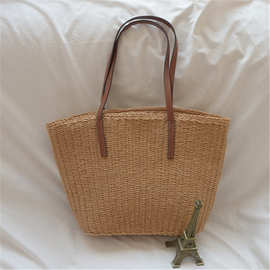 2023春夏新款手工编织纸绳手提包大容量 沙摊度假包ins网红同款