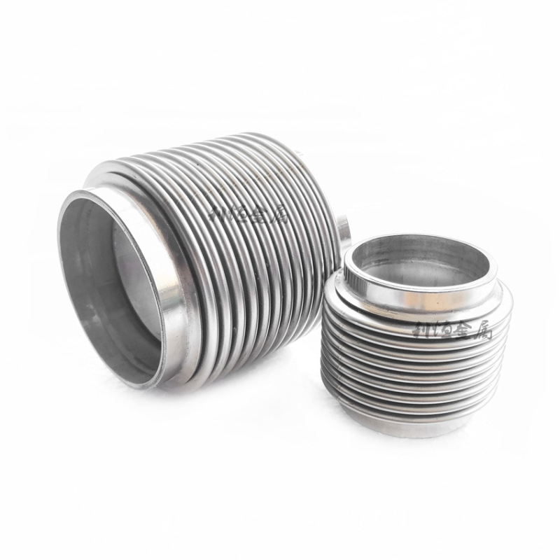 Exhaust pipe soft connection 304 stainless steel bellows metal expansion joint with lined guide hose to reduce resonance