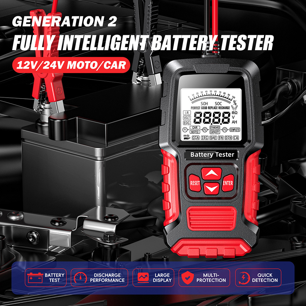 English battery tester battery capacity meter car battery voltage internal resistance meter motorcycle battery tester