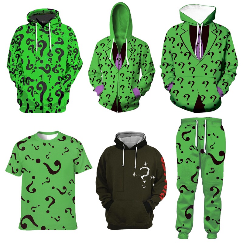 2025 European and American New Product Dc Marvel Super Villain Riddler Riddler Hooded Sweatshirt 3D Printed Pullover 2025 European and American New Product Dc Marvel Super Villain Riddler Riddler Hooded Sweatshirt 3D Printed Pullover