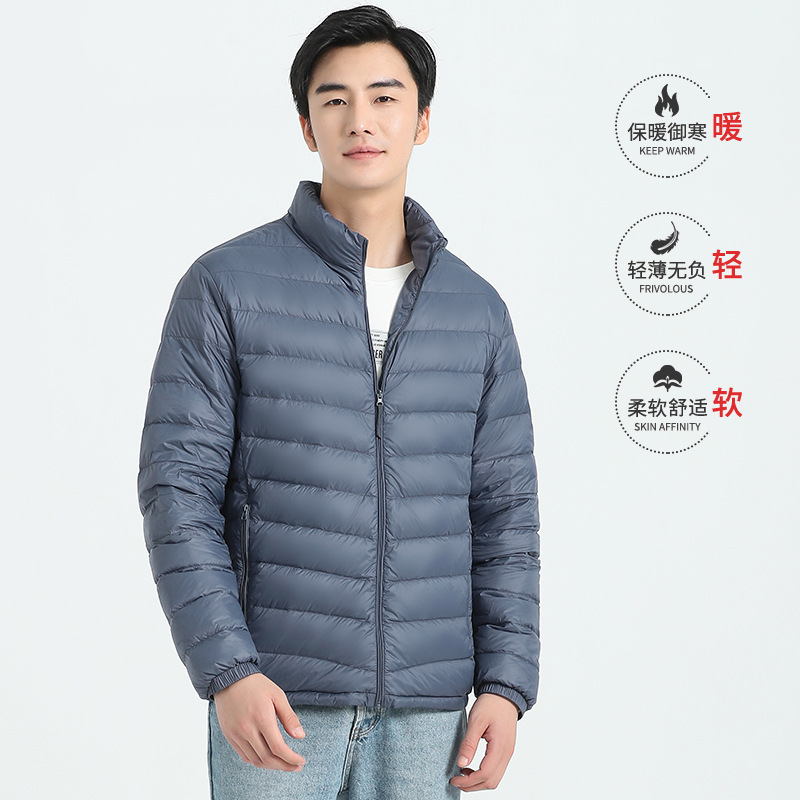 90% pato blanco abajo chaqueta soporte collar nuevo estilo moda delgada manga larga chaqueta con forro logo se puede imprimir