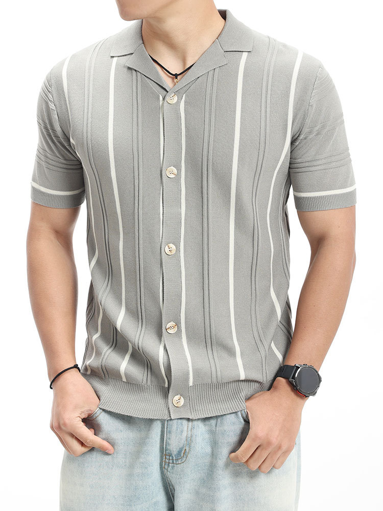 Nueva camiseta de hielo de punto polo de manga corta para hombres de verano de negocios con cuello casual camiseta de hombre camiseta de hombre