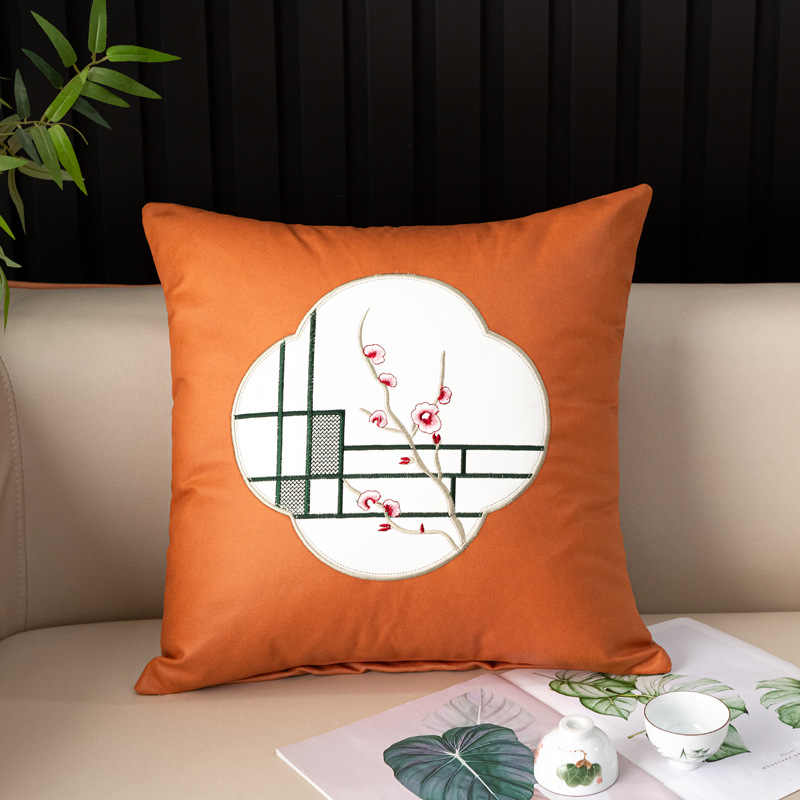 Technology cloth skin embroidery plum pillow pillow set home with decorative living room sofa waterproof cushion office chair waist pillow 10