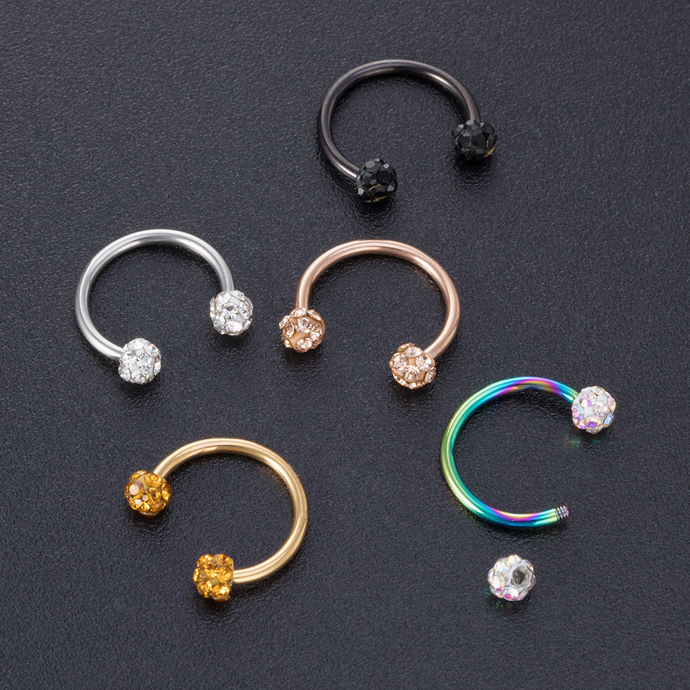 1 Piece Nose Rings & Studs Fashion C Shape Ball Horse Stainless Steel Vacuum Plating display picture 5
