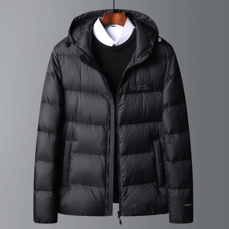 New winter style, simple and versatile hooded down jacket for men, thickened, warm and stylish for middle-aged and young adults.