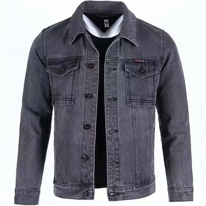 Primavera y otoño nuevo chaqueta de vaquero hombre marca de moda americana retro versátil guapo chaqueta de trabajo casual ropa superior