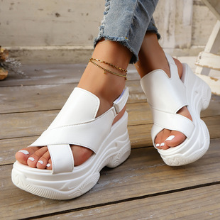 Sports Dad Sandals for Women, Popular Summer New Fashion Velcro Platform Sandals, Thick-Soled Sandals for Outer Wear, Roman Beach Shoes