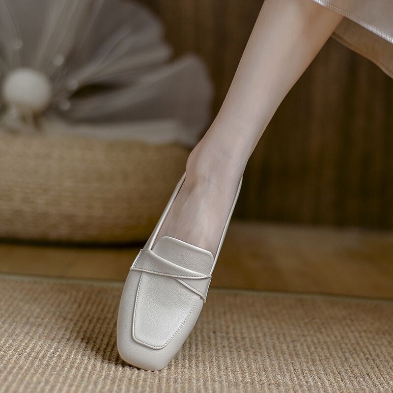Women's Shoes 2026 New Style Slip-On Shoes to Match Skirts, Women's Mid-Heel Leather Shoes, Soft-Soled British Style Loafers, Beanie Shoes