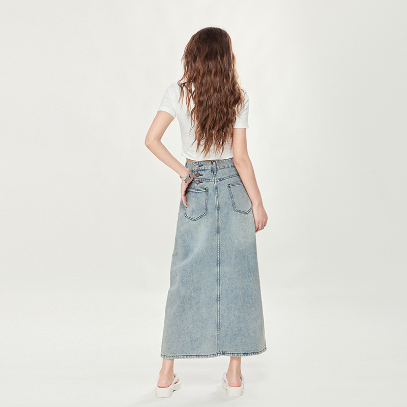Blue summer denim skirt