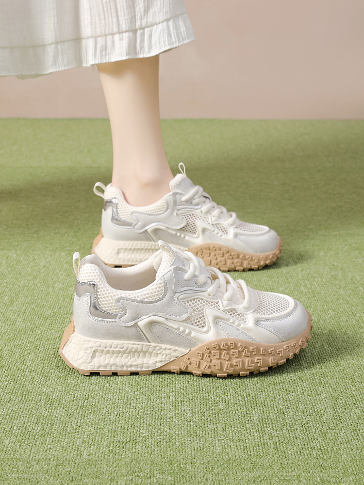 Giày sneaker lưới trắng nữ hè 2025 thoáng khí phối chân váy phong cách Đức Huấn — Đỏ3125101341, Màu hoa cà 3125101341, Bạc 3125101341