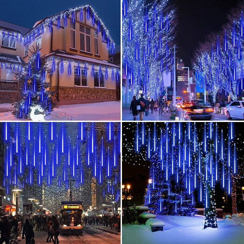 Уличная LED метеорный дождь свет солнечный метеорный дождь свет яркий цветной свет festival рождественская садовое украшение подключаемый модуль