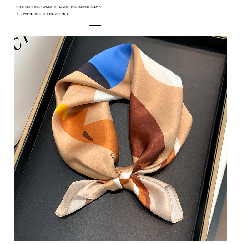 Simple Contrast Color Small Square Silk Scarf Wholesale display picture 5