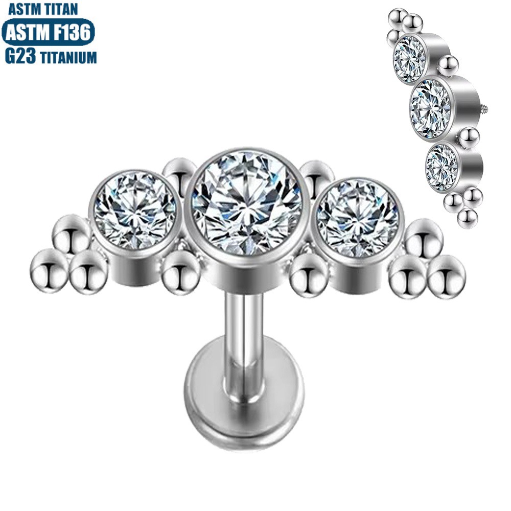 Labret stud lip piercing jewelry styling detail
