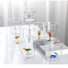 3D cartoon-style handleless cute minimalist household glass cup single-layer juice cold drink high borosilicate glass cup
