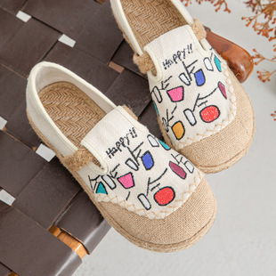 DX68 ha ha decompression shallow mouth embroidered shoes 2025 new original craft women's shoes