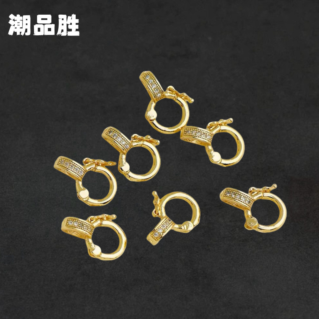 18k包金色微镶吊坠扣铜玉佩珠宝水晶吊坠绳扣玉坠夹扣卡扣批发
