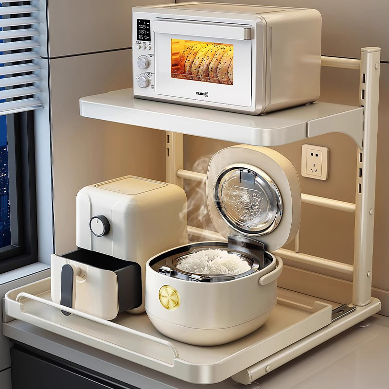 引き出し式炊飯器収納ラックキッチン多機能カウンタートップオーブン家電電子レンジ一体型収納ラック