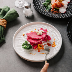 Stone Pattern Tableware Pizza Western Dinner Plate Steak Plate Ceramic Home Use Serving Plate Flat Plate High-End Hotel Restaurant Plating