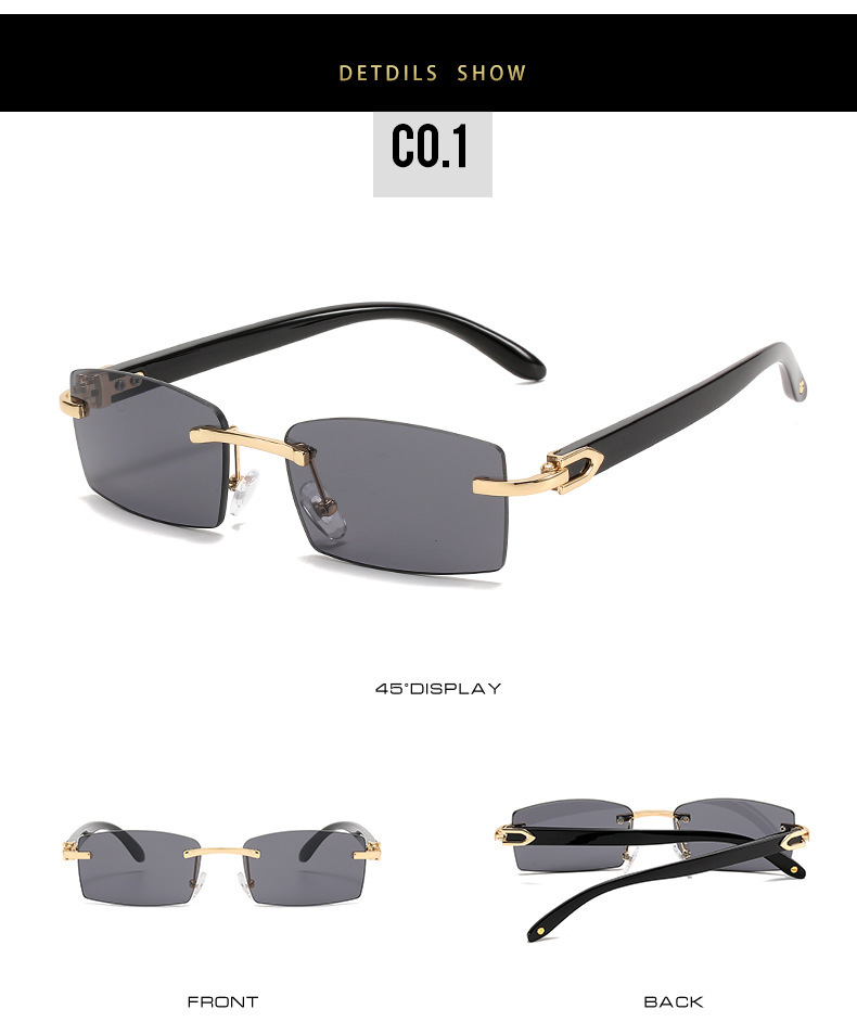 2021 Neue rahmenlose Sonnenbrille in Box, europäische und amerikanische Mode, Hornbesatzbrille, personalisierte Sonnenbrille in Geleefarbe für Frauen_voghion.com