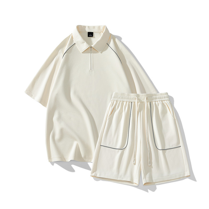 Camiseta polo de manga corta para hombre de verano estilo de puerto relajado juego de dos piezas de deporte casual con un guapo conjunto de ropa