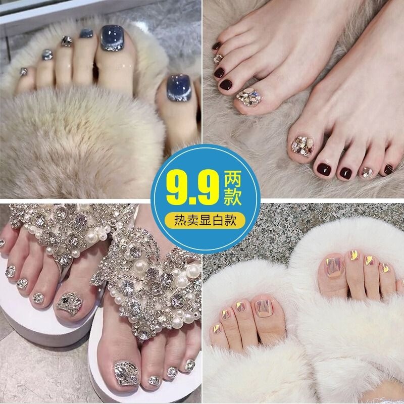 Wholesale Fake Nail Finished Internet Red Foot Nail Nail Fake Wear Nail Removable Toenail Patch White