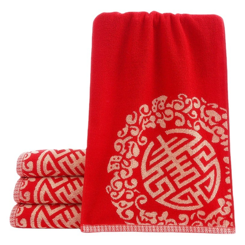 Хлопковое свадебное шерстяное банное полотенце красный жаккард 32 нити нелегко пролить волосы выцветают свадебный подарок свадебный хлопок свадебное шерстяное банное полотенце