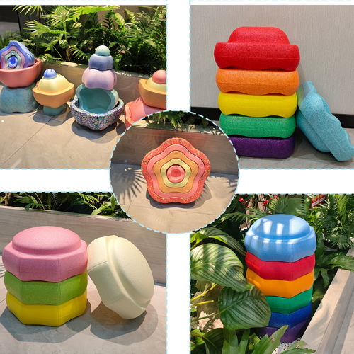Layered Fun Rainbow Crossing Stones Children's Sensory Training Flower Balance Stepping Stones Preschool Kindergarten Physical Activity Bridge