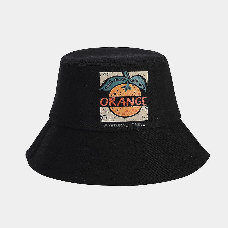 Estilo japonés artístico fresco creativo naranja patrón pescador sombrero moda estilo coreano Internet celebridad moda al aire libre protección solar sombrero para el sol