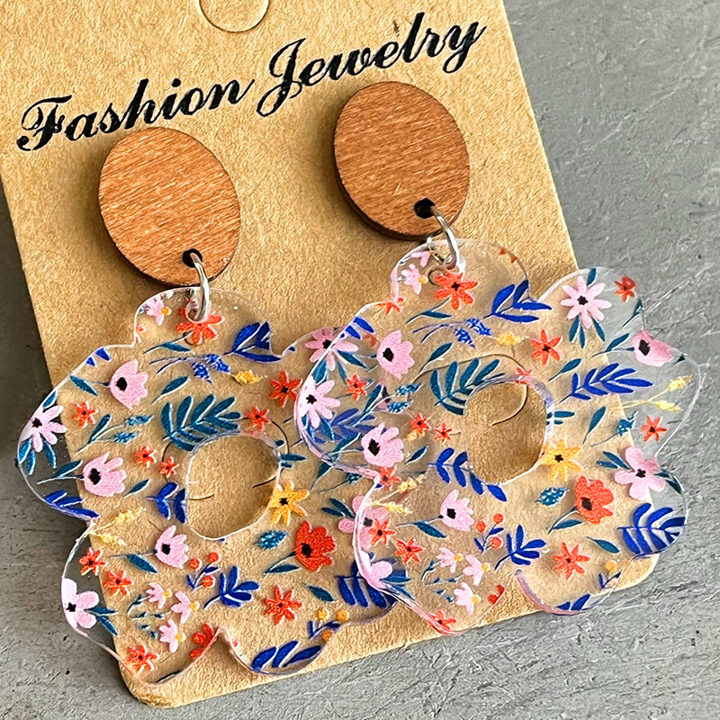 1 Pair Vacation Flower Arylic Drop Earrings display picture 4