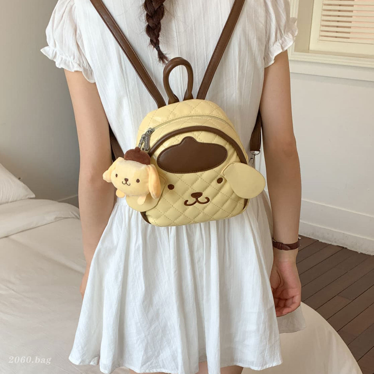 Lingerie mujer nueva mochila encantadora estudiantes diarios dibujos animados viaje 2026 nicho pudín perro mochila verano