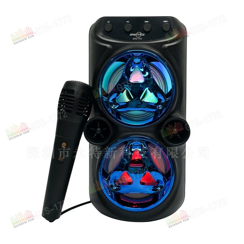 KTS GTS-1772 altavoz Bluetooth portátil doble de 3 pulgadas, inalámbrico para uso al aire libre, venta al por mayor