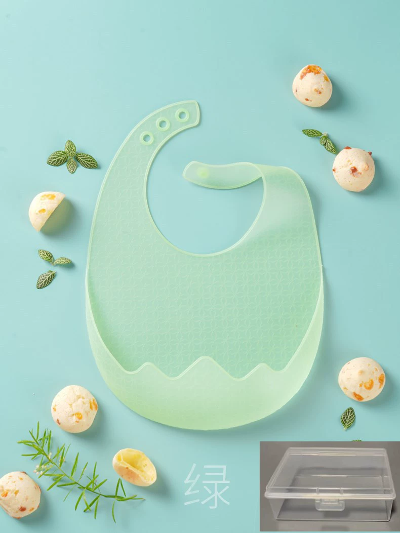 Children's soft light and thin waterproof foldable bib, ultra thin storage system for food, with pocket