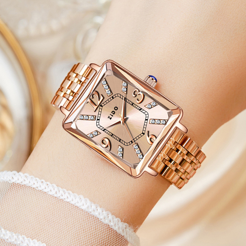 ZIDO Brand Niche Women's High Aesthetic Value, Simple And Stylish Quartz Wa, Versatile Light Luxury Square Ladies'_voghion.com