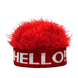hello love字母针织套头帽抖音网红搞笑装扮地主帽彩色毛毛假发帽