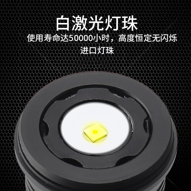 Linterna de luz fuerte al aire libre autodefensa luz especial multifunción Tipo-C de carga resalte linterna de zoom telescópico de largo alcance