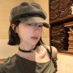 日系复古皮带扣麂皮贝雷帽女文艺百搭大头围显脸小云朵画家帽子潮