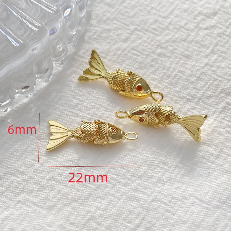 Simple Style, IG Style Style 1 Piece Copper Fish Pendant Earring Findings DIY Jewelry Accessories Bracelets Necklace